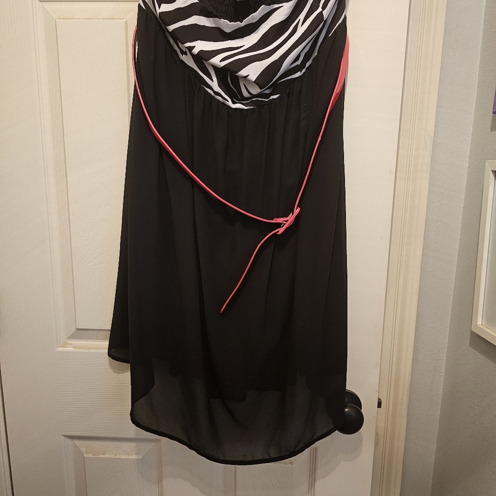 Zebra print strapless cocktail dress